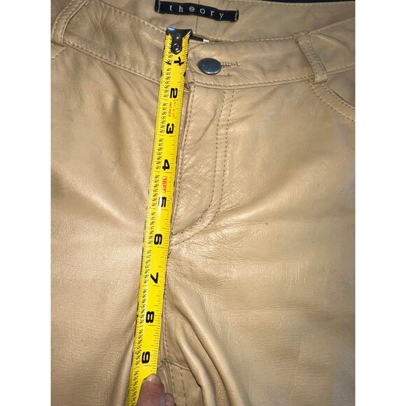THEORY BEIGE LAMB LEATHER JEANS MADE IN ITALY 6 - Picture 5 of 7